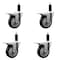 Service Caster 4'' Black Poly Swivel 1-1/8'' Expanding Stem Caster Set Total Lock Brake, 4PK SCC-EXTTL20S414-PPUB-BLK-118-4 - alternate 1